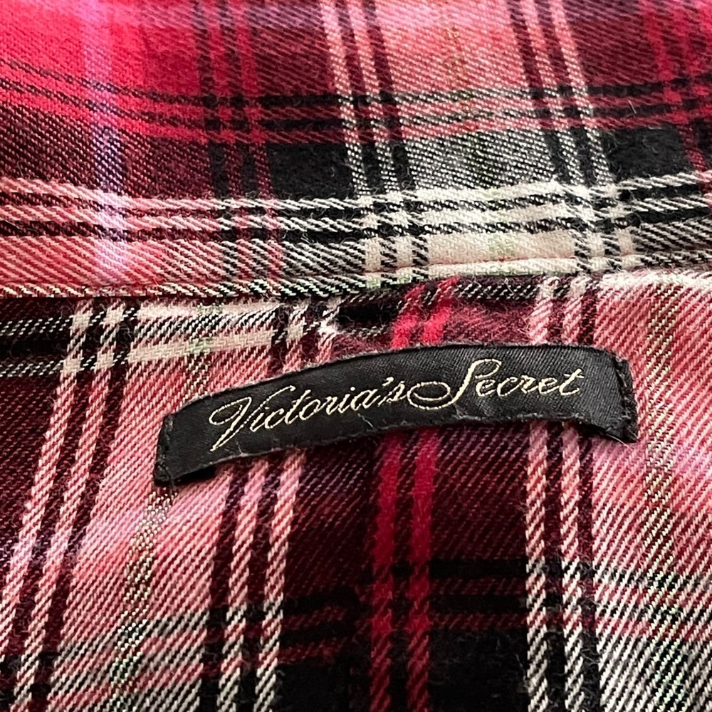 Victoria’s Secret Holiday Plaid Flannel Pajama Romper Red Pink Gold Size XL - Picture 10 of 11
